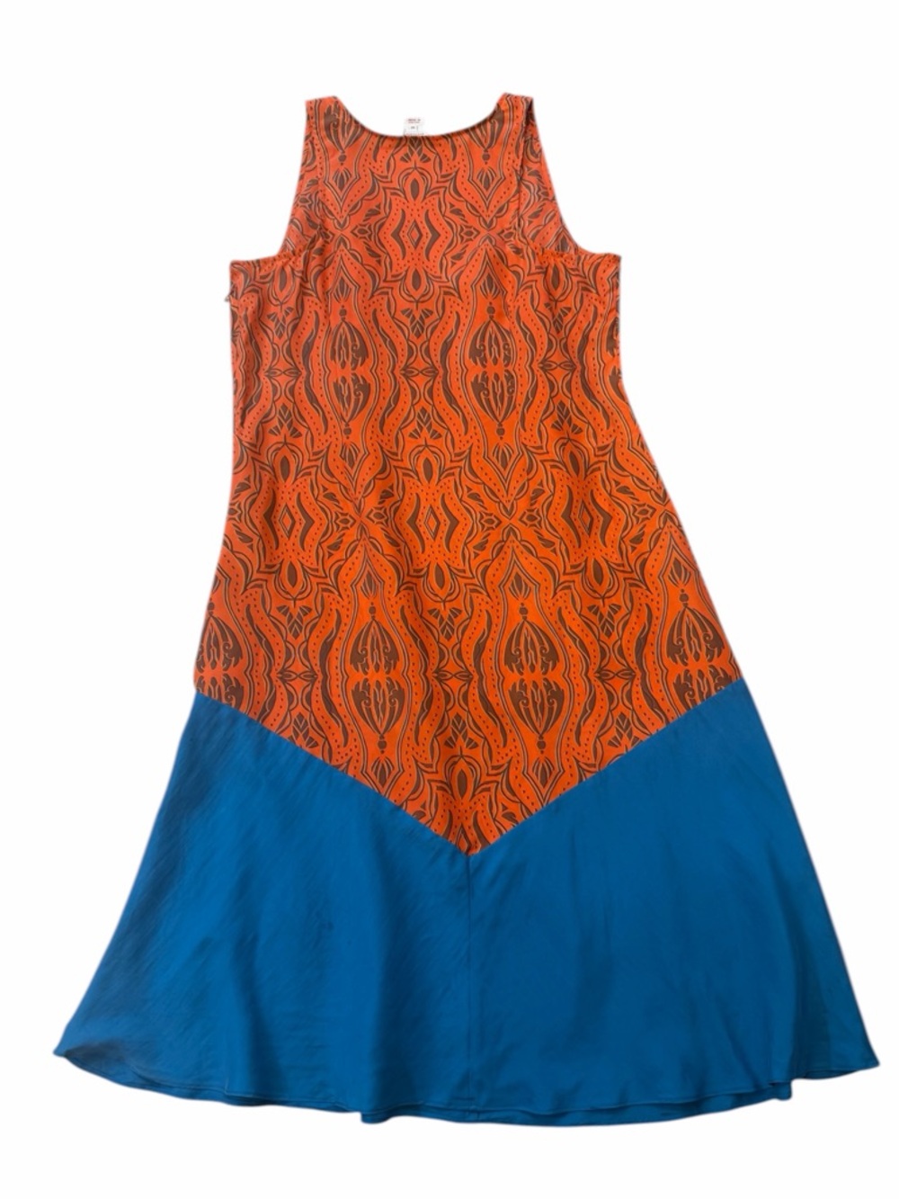Sundance Silk Orange & Blue Patterned Sleeveless Dress